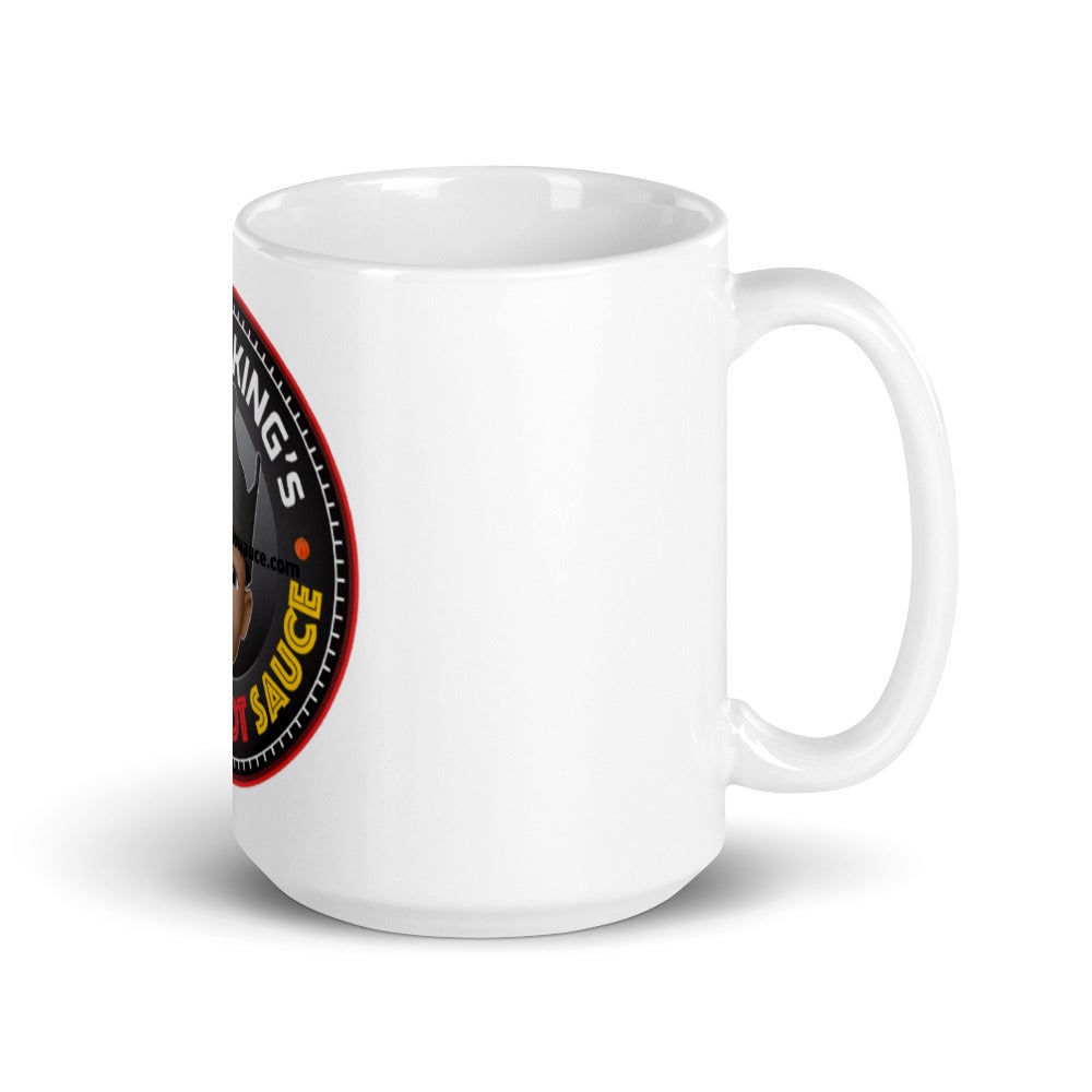 Gimme some coffee with my Hot Sauce!! White glossy mug for waking up to Gimme the Hot Sauce